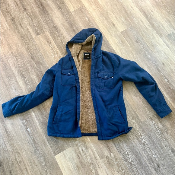 Marmot Blue Jacket with Tan Fleece Lining - Picture 1 of 3
